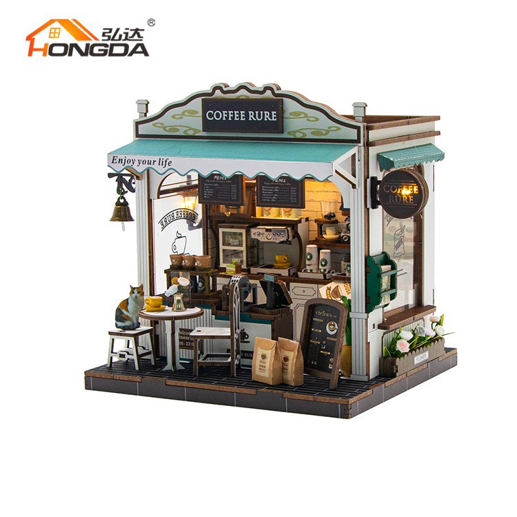 Diy Coffee Theme Wooden Dollhouse Kit Diy Coffee Theme Wooden Dollhouse Kit