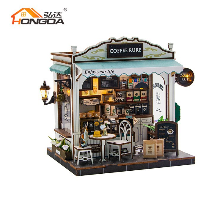 Diy Coffee Theme Wooden Dollhouse Kit Diy Coffee Theme Wooden Dollhouse Kit